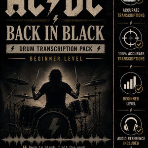 ACDC - Back In Black Drum Transcription PDF + MIDI