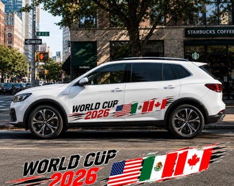 2026 World Cup Car Decal, USA Mexico Canada Flags, FIFA Soccer Fan Vinyl Graphic