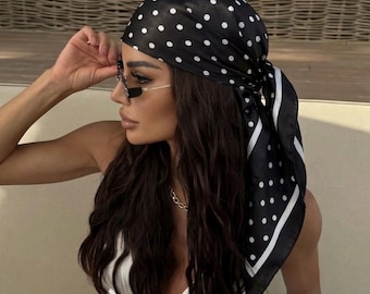 Satin Silk Head Scarf for Women Elegant Hair Wrap Bandana Square Scarf Boho Beach Hair Accessory Y2K Style Gift for Her