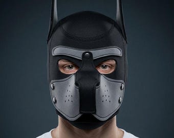 Synthetic Leather Puppy Hood Full Head Dog Costume Mask for Adult Cosplay Events