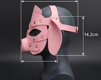 Pink PU Leather Pig Mask for Adult Cosplay and Masquerade Parties