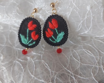 Anatolian tulip hand embroidered