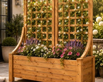 4ft Cedar Planter Box Plans with 6ft Privacy Screen DIY Raised Garden Bed Woodworking Plans PDF