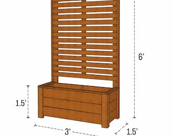 3FT Cedar Planter Box with 6FT Privacy Screen Plans PDF | DIY Trellis Planter | Outdoor Privacy Planter | Instant Download
