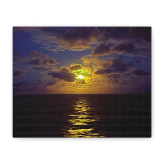 Purple Sunset Canvas Wall Art Framed or Stretched Matte Print