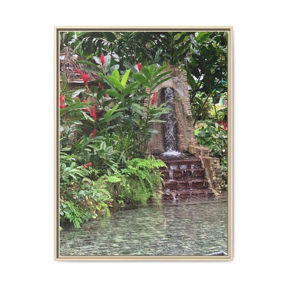 Tropical Waterfall Canvas Wall Art - Framed or Stretched