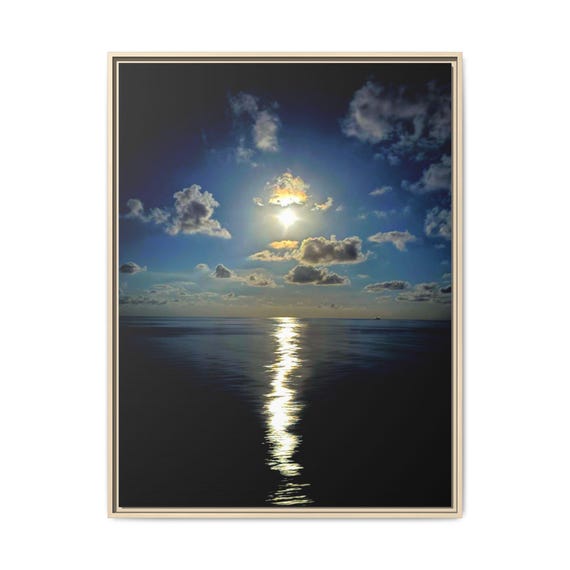 Sunset Over Ocean Matte Canvas Wall Art Framed or Stretched Matte