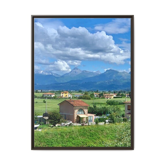 Scenic Tuscany Mountain Village Matte Canvas Wall Art Framed or Stretched Landscape Print