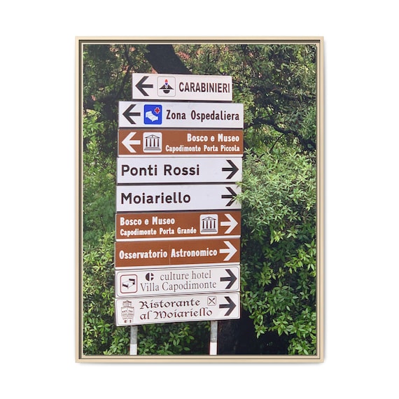 Italian Road Sign Photo Canvas —  Framed or Stretched Matte Wall Art