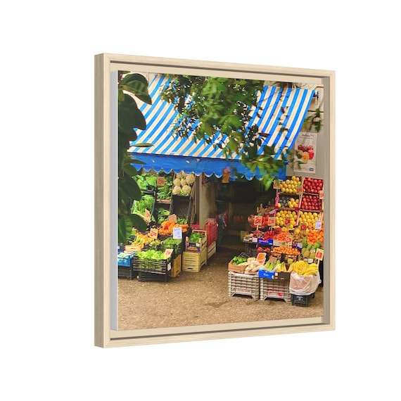 Market Stall Canvas Colorful European Fruit & Veg  Framed or Stretched Matte Wall Art