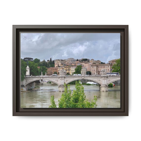 Rome River Bridge Canvas Framed or Stretched Matte Wall Art