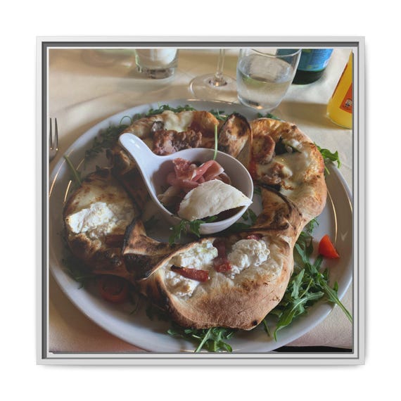 Rustic Gourmet Pizza Canvas Wall Art — Rustic Italian Restaurant Food Photo Print