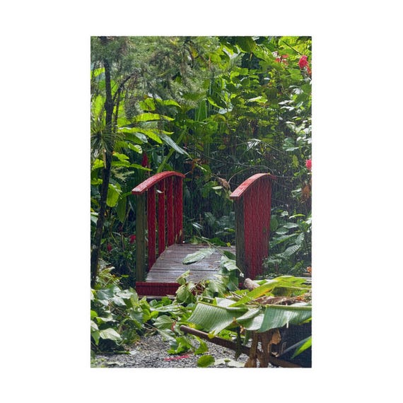 Red Garden Bridge Puzzle | 110/252/520/1014-piece Nature Jigsaw