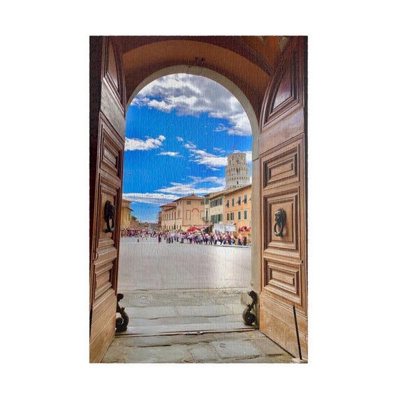 Open Doorway to Italian Piazza Puzzle | Scenic Landmark Jigsaw