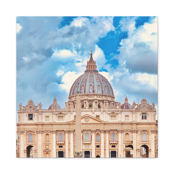 View of St. Peter's Basilica Vatican City Canvas Wall Art — Framed or Stretched
