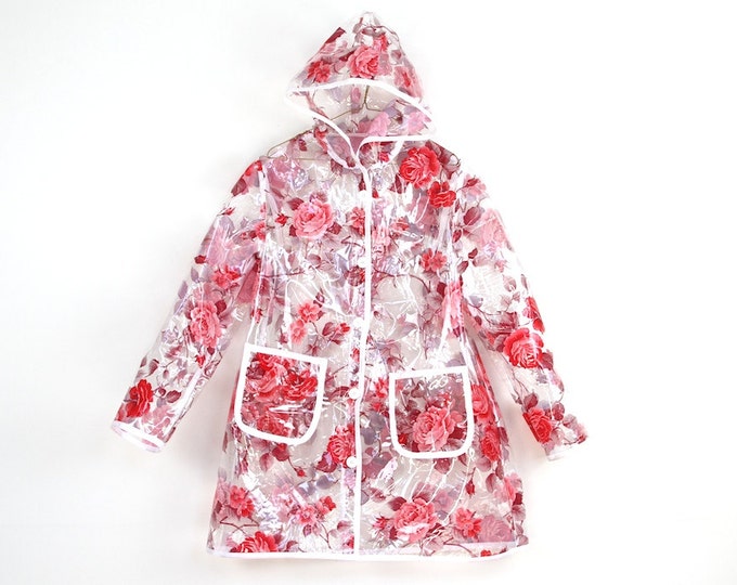 Plastic P O P ROSES See Through Hooded Raincoat . Napkin - Etsy