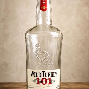 Wild Turkey 101 Bourbon Bottle | 1 Liter Clean Whiskey Craft Supply Lamp Man Cave Decor