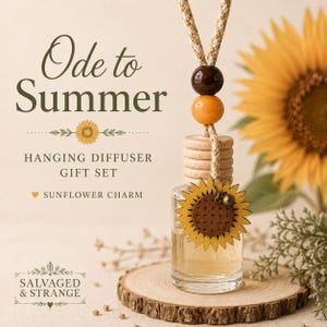 Ode to Summer Hanging Diffuser Gift Set | Sunflower Botanical Fragrance for Car, Closet, Office or Small Spaces
