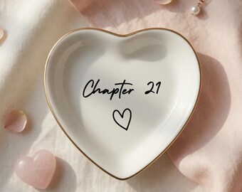 Personalized Chapter 30 Jewelry Dish, Custom Rose 30th Birthday Ring Tray, Gold Rim Ceramic Trinket Dish, Milestone Birthday Gift for Her