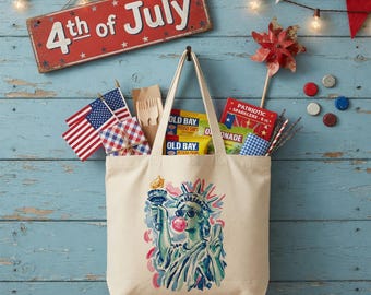 USA 250 Years Tote Bag, Summer USA 250th Anniversary, Retro Statue of Liberty USA, Trendy 4th of July Gift, Cute 4th of July Bag