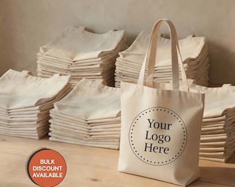 Custom Canvas Tote Bag- Personalized Logo Wholesale Bag- Bulk Trade Show Giveaway Gift- Business Event Promotional Product- Brand Logo Print