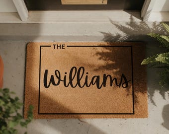 Housewarming Gift Home Decor, Personalized Door Mat with Family Name, Wedding Gift for Couples, Custom Welcome Doormat w/ Anti-Slip Backing
