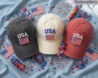 Embroidered USA Flag Hat, Retro American Pride Cap