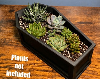 Coffin Succulent Planter | Gothic Plant Pot | 3D Printed Planter with Drainage | Halloween Home Decor | Unique Gift for Plant Lovers