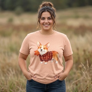Flannel Corgi Shirt, Cozy Fall Dog Tee, Cute Autumn Corgi Gift, Corgi Mom Flannel Shirt, Lumberjack Dog Tshirt, Corgi Lover