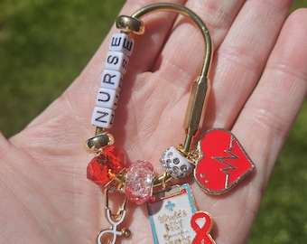Handmade Nurse Bag Charm Keychain • Gold-Toned Medical Accents RN Gift