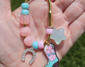 Simple Western Cowboy Boot Charm, Horseshoe, star, Gold Carabiner