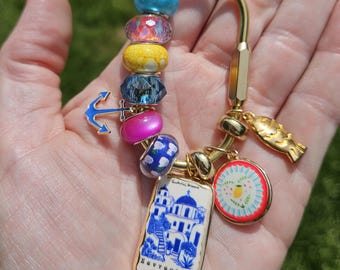 Santorini Breeze Charm Bag Accessory, Fun Keychain Clip