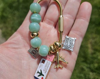 Brass Carabiner Charm, Travel theme charms Bag Accessory