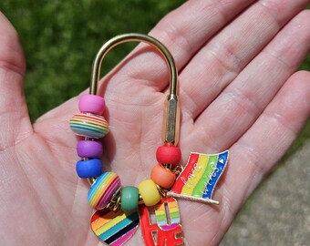 Pride Bag Charm, Rainbow Love Wins Heart, Keychain Accessory