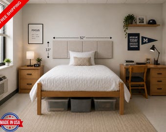 DORM Full Custom 4 Panel Wall Upholstered Headboard Modular Panels Peel and Stick Upholstery Fabric