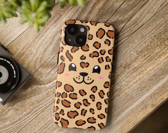Sött leopardkattansikte mobilskal | Leopardkattunge enkelt tryckt skyddande mobilskal