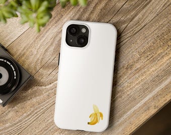 Mobilskal med akvarellmotiv och skalande banan | Minimalistisk fruktdesign, skydd i dubbla lager