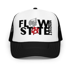 Flow State Mindset Trucker Hat | Turbo Hat | JDM Streetwear Cap | Car Enthusiast Snapback | Boosted Car Apparel | Automotive Lifestyle Hat