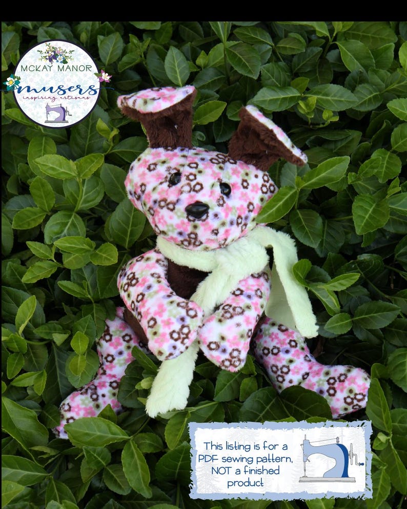 Mckay Pattern Bunny Stuffed Animal Downloadable Sewing Pattern From Mckay Manor ...