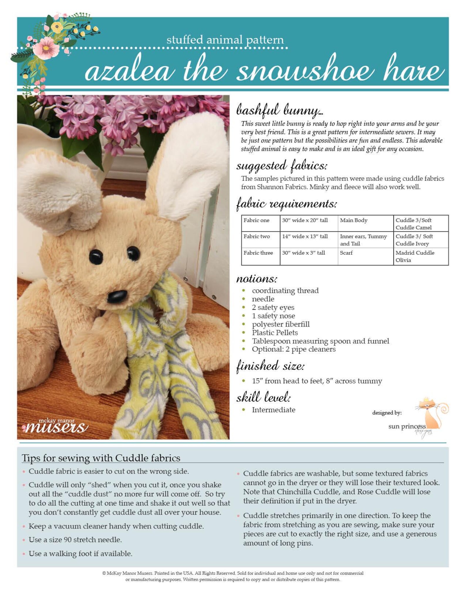 Mckay Pattern Bunny Stuffed Animal Downloadable Sewing Pattern From Mckay Manor ...