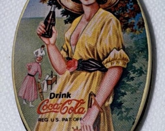Vintage Coca-Cola Oval Tin Sewing Kit with Original Contents