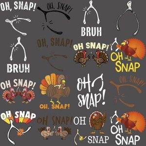 Funny Oh Snap Thanksgiving Turkey PNG, Cute Wishbone Turkey Sublimation Design for Kids, Holiday Digital Download