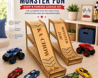 Monster Truck and Race Car Ramp and Garage