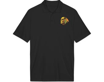 Polo con calavera y tocado de plumas de los Chicago Blackhawks