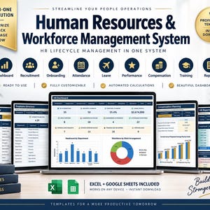 Human Resources & Workforce Management System | HR Employee Management Excel + Google Sheets