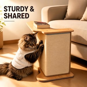 Sidobord för kattklösträd, klösbräda i trä med sisal, kattmöbler med soffa, modern klösplatta för katt, husdjursvänligt sidobord