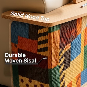 Sofa Side Cat Scratcher, Woven Sisal Couch Protector, Solid Wood Cat Furniture, Vertical Scratch Pad, Modern End Table bild 8