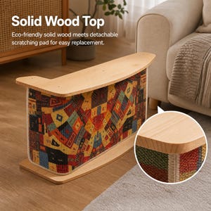 Sofa Side Cat Scratcher, Woven Sisal Couch Protector, Solid Wood Cat Furniture, Vertical Scratch Pad, Modern End Table bild 9