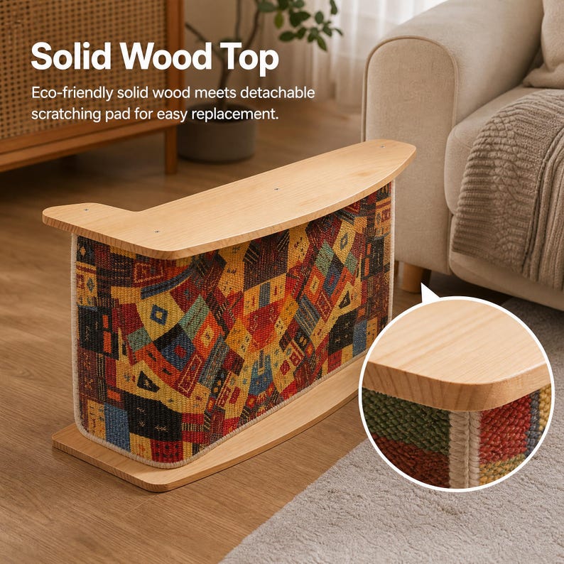 Sofa Side Cat Scratcher, Woven Sisal Couch Protector, Solid Wood Cat Furniture, Vertical Scratch Pad, Modern End Table bild 9