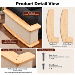 Sofa Side Cat Scratcher, Woven Sisal Couch Protector, Solid Wood Cat Furniture, Vertical Scratch Pad, Modern End Table bild 7